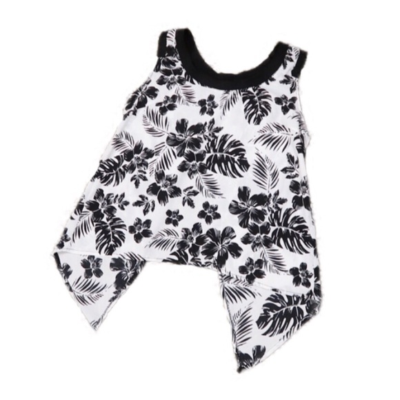 NWOT bongo black and white tropical patterned top - Picture 1 of 8